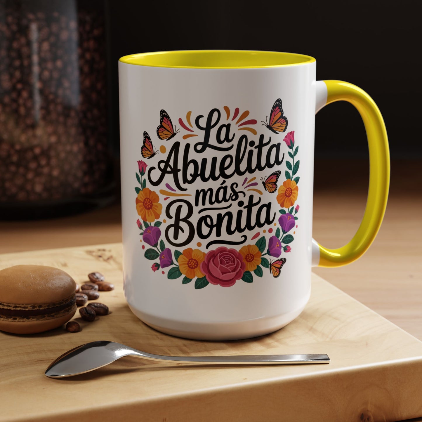 La Abuelita Mas Bonita Mug Butterfly Floral | Abuelita Gift Coffee Cup | Monarch Grandma Mug | Latina Grandmother Gift | Spanish Gift Her