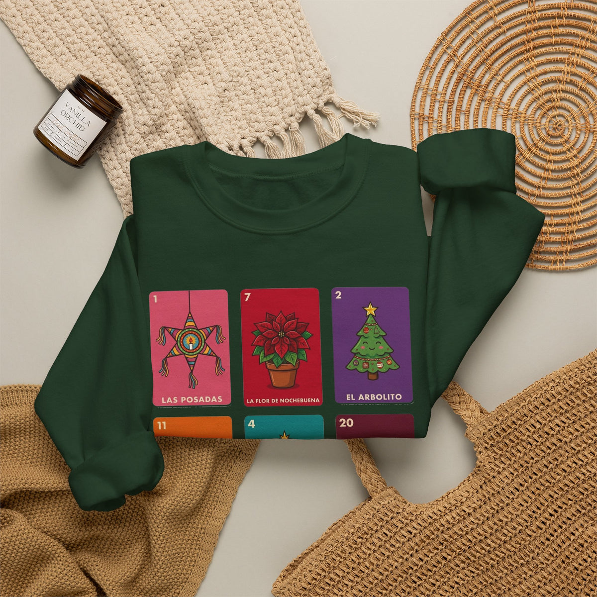 Loteria Navidad Sweatshirt - Mexican Christmas Loteria Sweater - Navidad Mexicana Posadas Tamales Ponche Crewneck