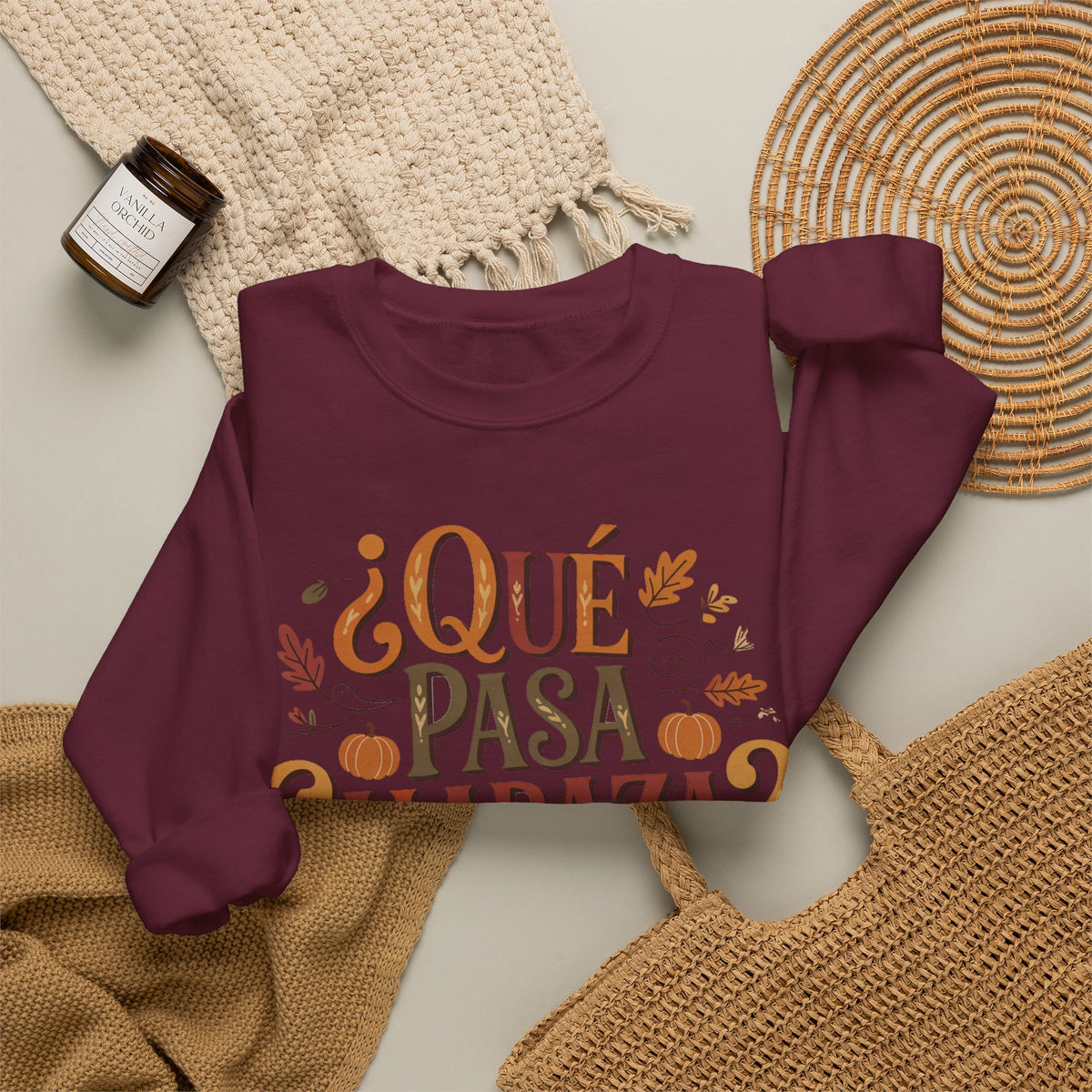 Que Pasa Calabaza Sweatshirt - Hispanic Heritage Fall Phrase - Latino Culture Pumpkin Season Shirt - Autumn Spanish Gift
