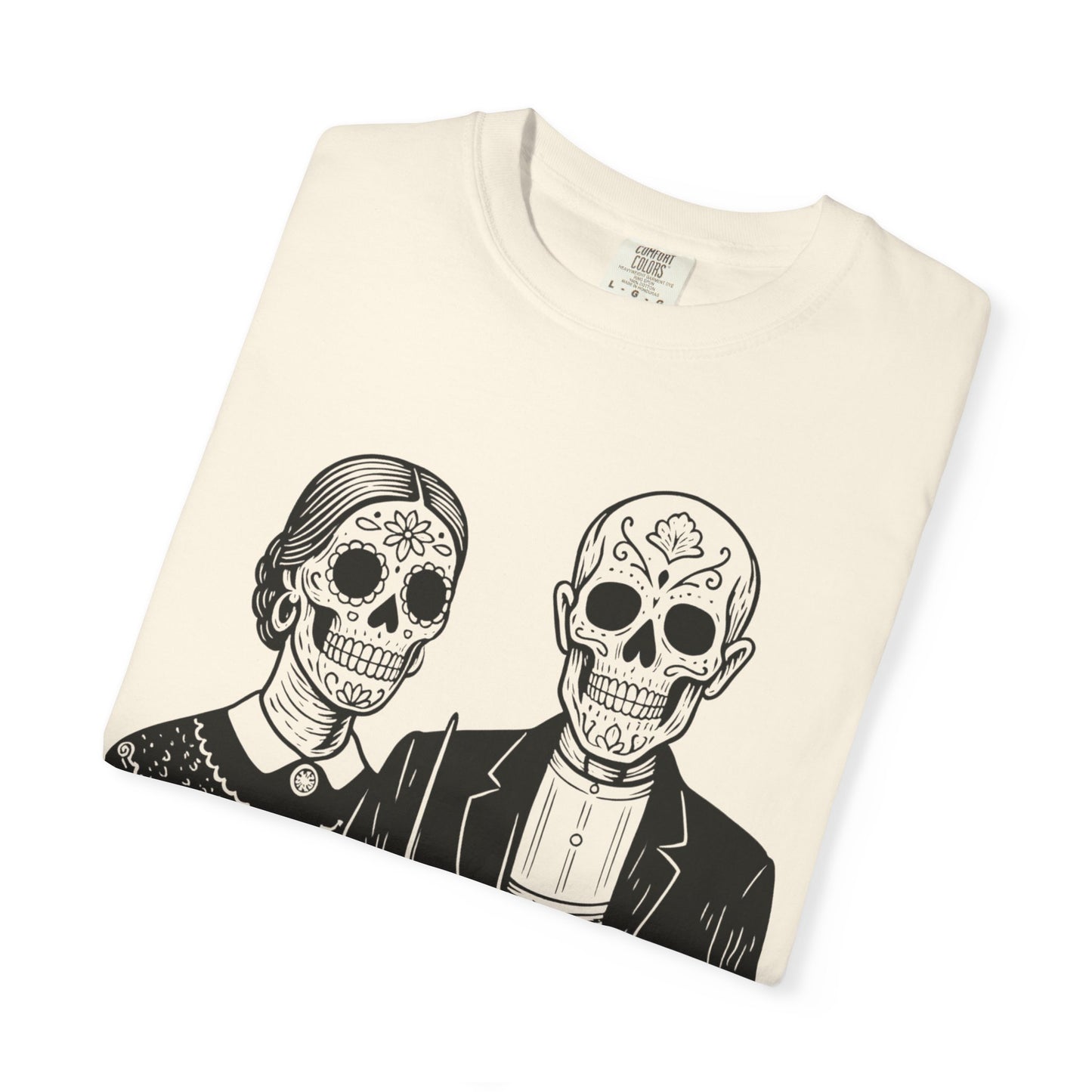 Somos De la Tierra | Dia De los Muertos Fine Art Shirt, Eskeletos  American Gothic Remix, Latina owned business support,