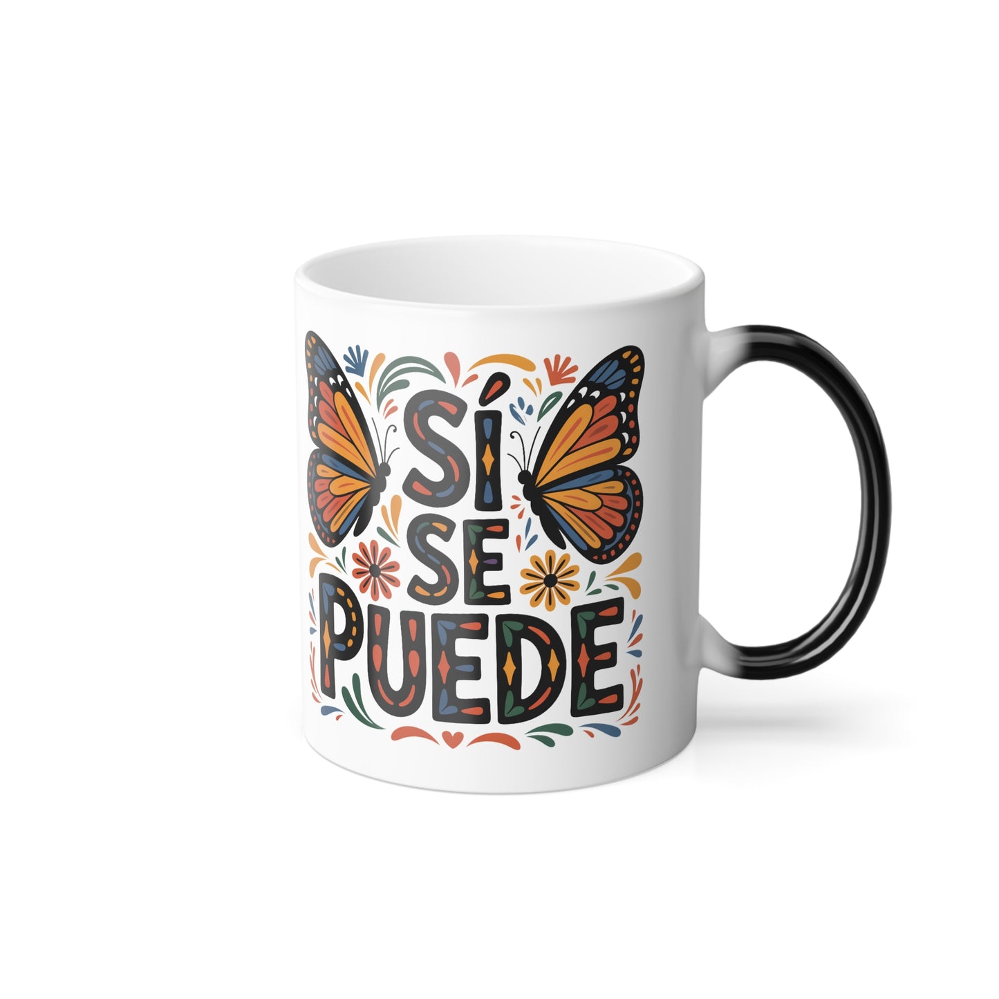 Si Se Puede Color Changing Mug | Latina Empowerment Gift | Monarch Butterfly Magic Mug | Latina Gift for Her | Inspirational Coffee Cup