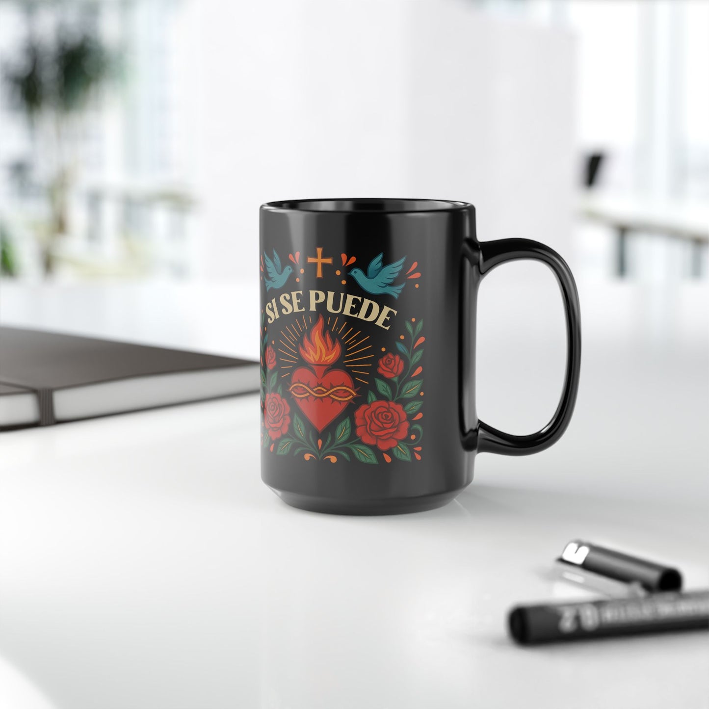 Si Su Puede Mug | When Your opinion is a Concha I'll Ask for it Navidad Mug Art | Black Mug, 15oz Tazo de Regalo | Taza de Navidad