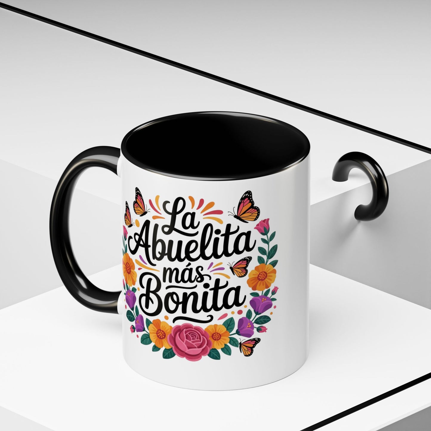 La Abuelita Mas Bonita Mug Butterfly Floral | Abuelita Gift Coffee Cup | Monarch Grandma Mug | Latina Grandmother Gift | Spanish Gift Her