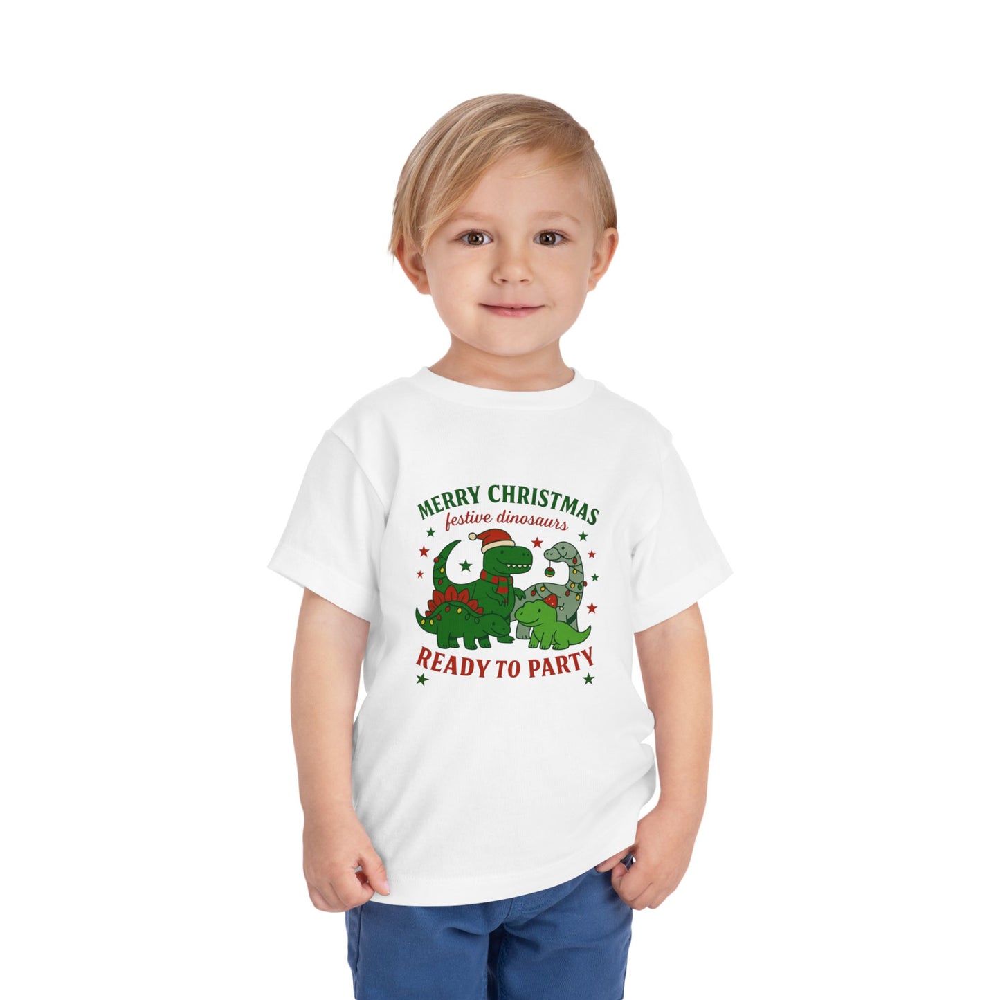 Christmas Dinosaurs Toddler Short Sleeve Tee