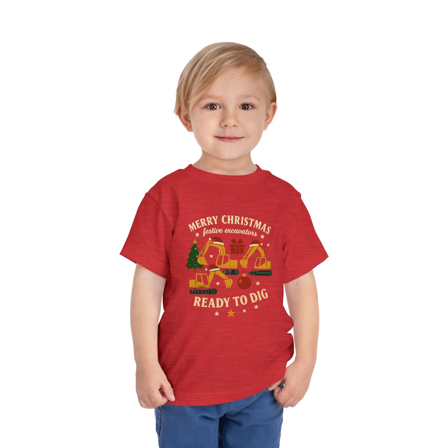 Christmas Excavators Toddler Short Sleeve Tee