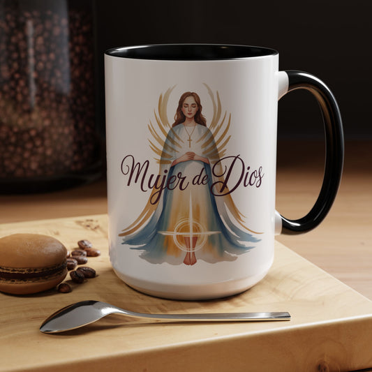 Mujer de Dios Mug — Spanish Faith Coffee Cup Gift for Christian Latina Women