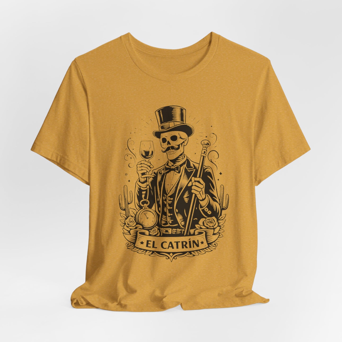 El Catrin T-Shirt - Mexican Skull Dia de los Muertos Tee - Latino Heritage Gift - Calavera Skeleton Art Shirt