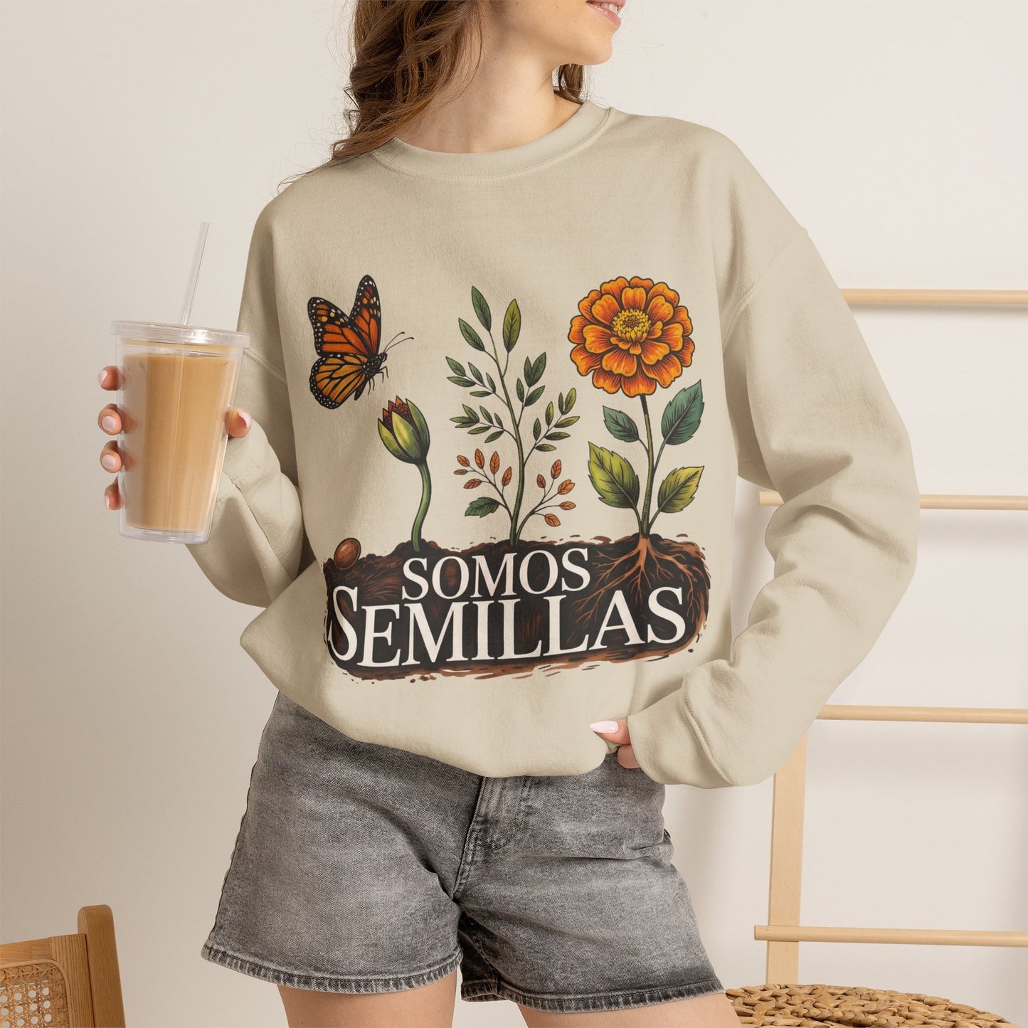 Somos Semillas Sweatshirt - Latino Heritage Pride Wear - Bilingual Apparel Gift for Hispanic Culture Lovers