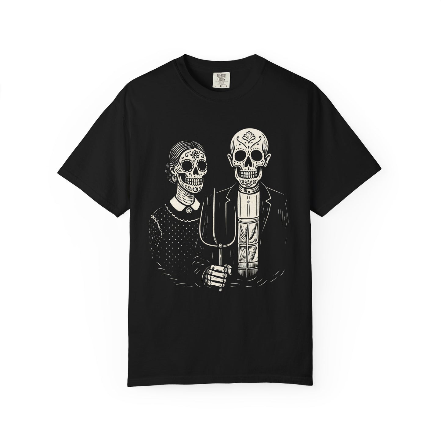 Somos De la Tierra | Dia De los Muertos Fine Art Shirt, Eskeletos  American Gothic Remix, Latina owned business support,