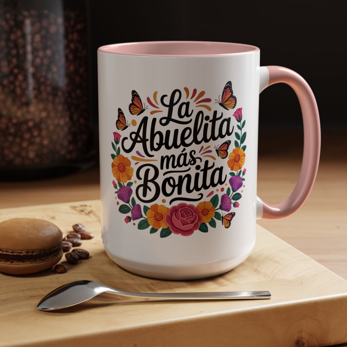 La Abuelita Mas Bonita Mug Butterfly Floral | Abuelita Gift Coffee Cup | Monarch Grandma Mug | Latina Grandmother Gift | Spanish Gift Her