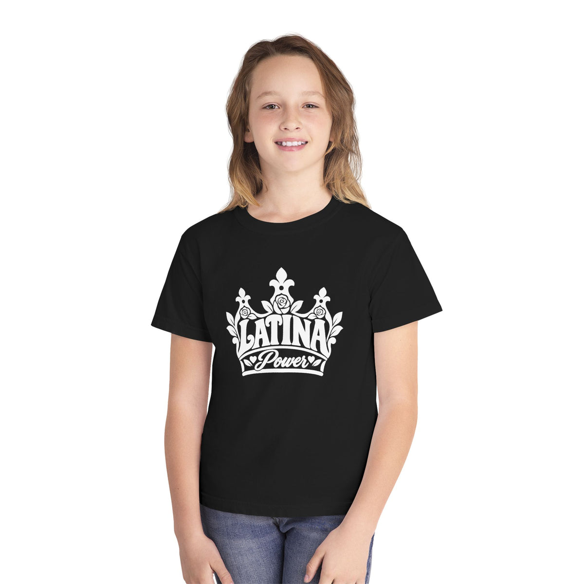Latina Power Crown Kids Shirt - Youth Mexican Latina Pride Tee - Latina Girl Gift - Reina Corona Spanish Kids Shirt