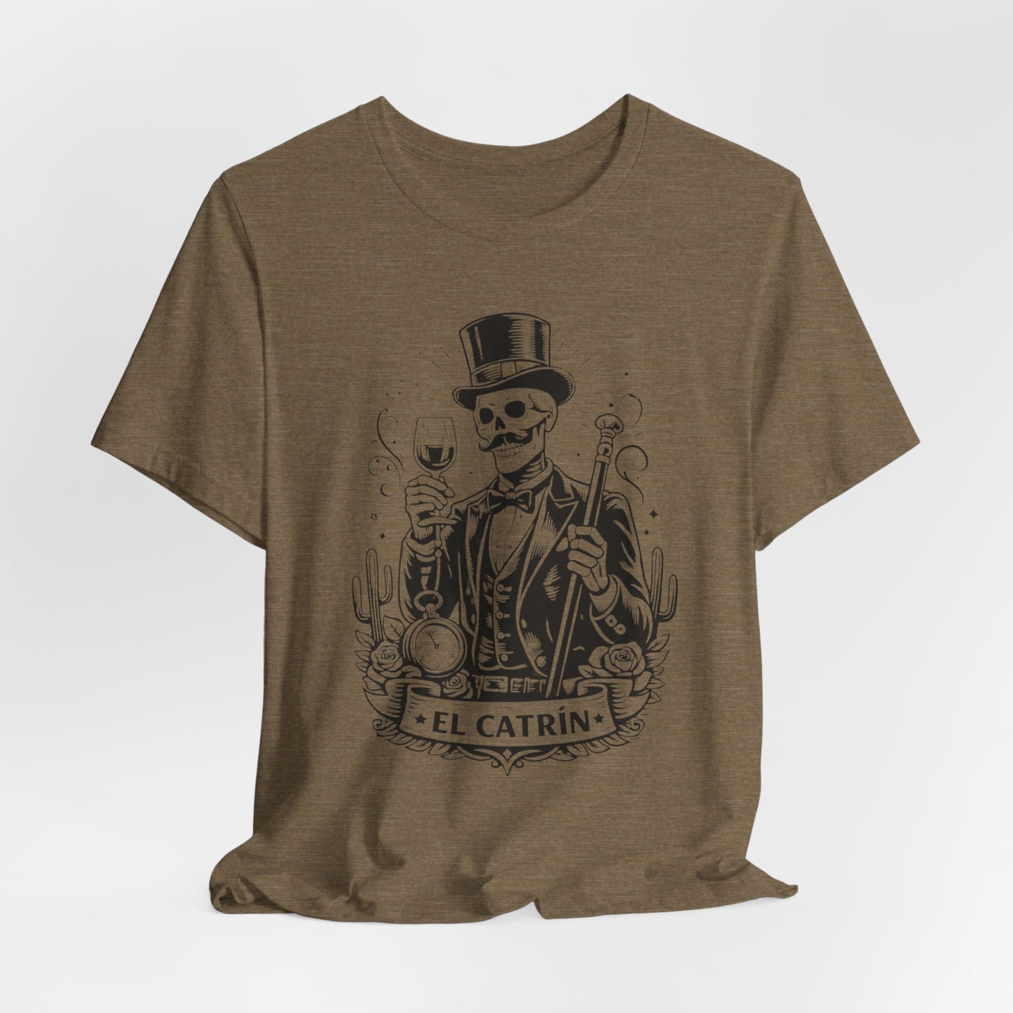 El Catrin T-Shirt - Mexican Skull Dia de los Muertos Tee - Latino Heritage Gift - Calavera Skeleton Art Shirt