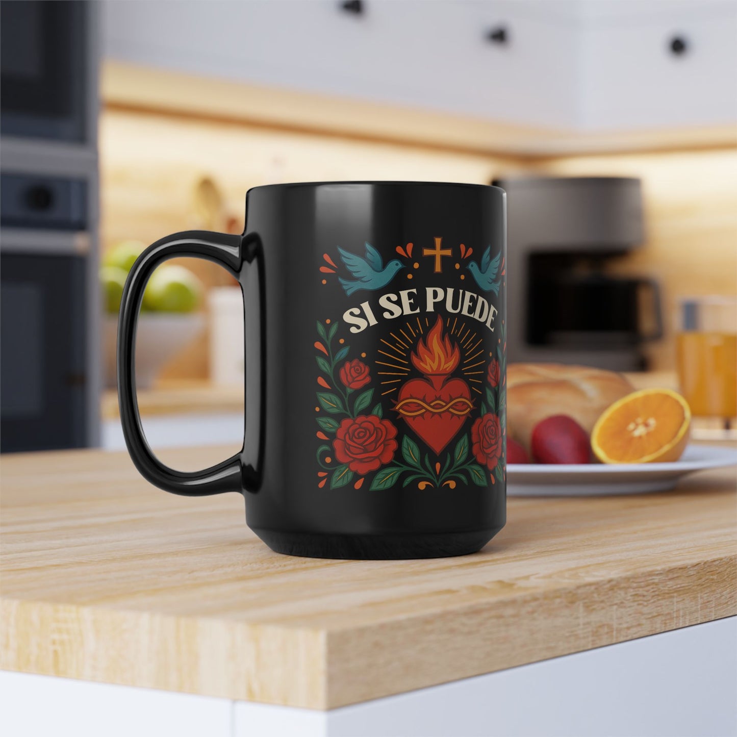 Si Se Puede | Black Mug, 15oz Tazo de Regalo | Taza de Cafe
