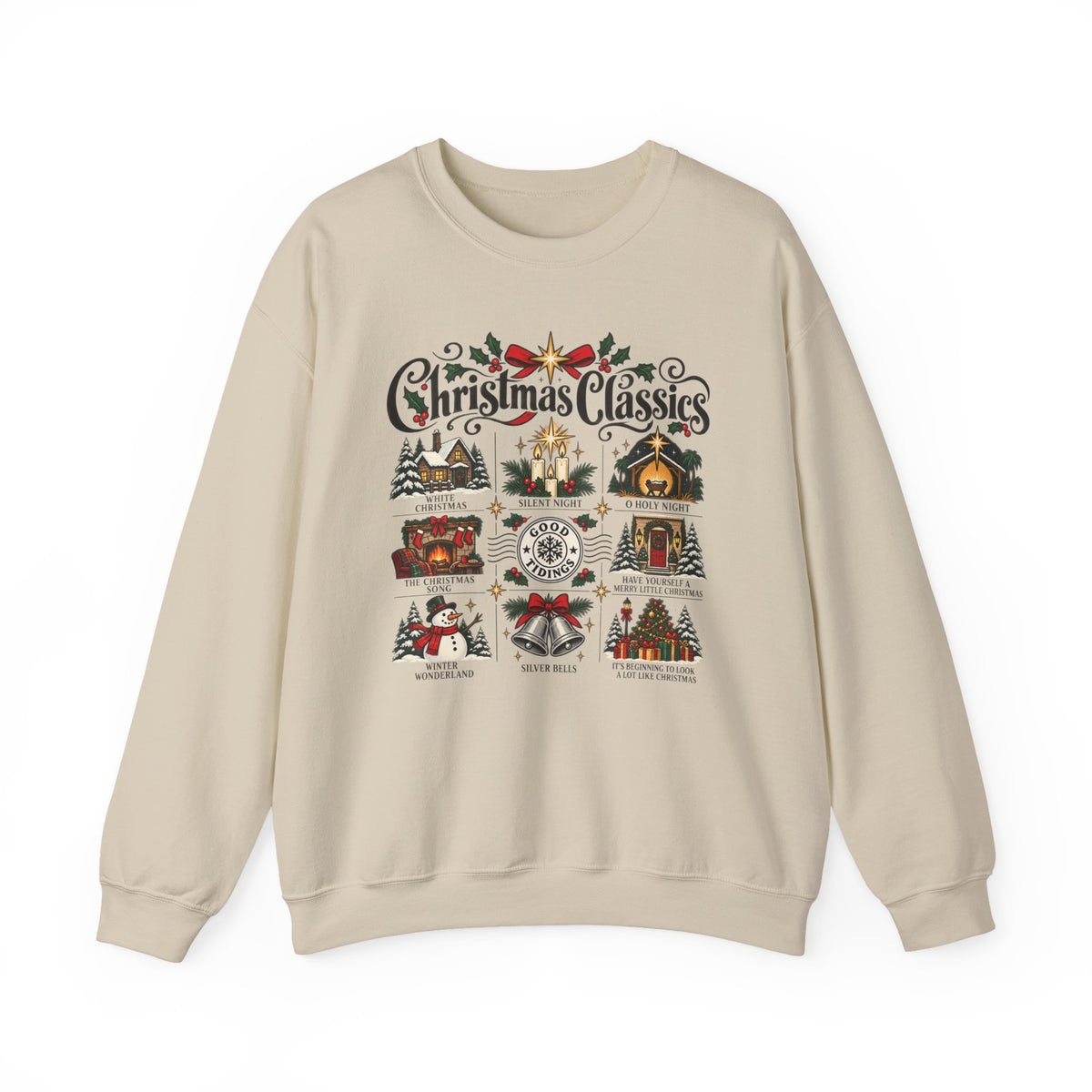 Christmas Classics Sweatshirt - Christmas Song Sweater - Silent Night O Holy Night - Cozy Nostalgic Christmas Music Gift