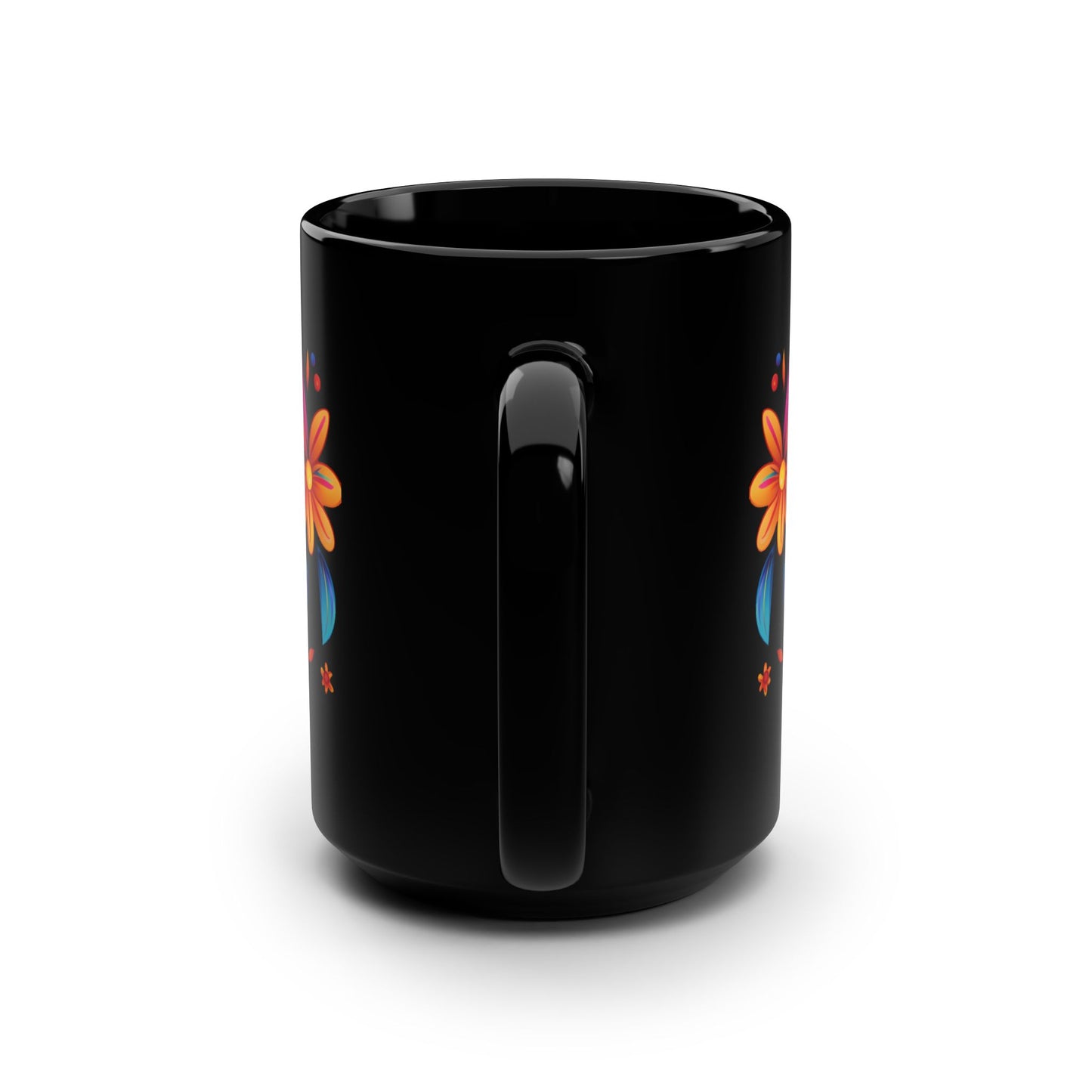 Multi-color Calavera Día de los Muertos Mug | Black Mug, 15oz , Dia De Muerto , Dia de Muertos Decor
