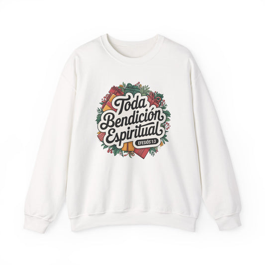 Toda Bendición Espiritual Sweater - Efesios 1:3 Christian Sweatshirt - Faith Gift