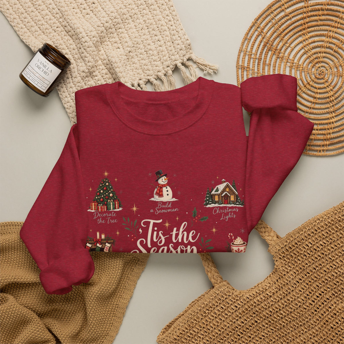 Tis the Season Sweatshirt - Cozy Christmas Sweater - Christmas Movie Night Hot Cocoa - Bake the Cookies Holiday Gift