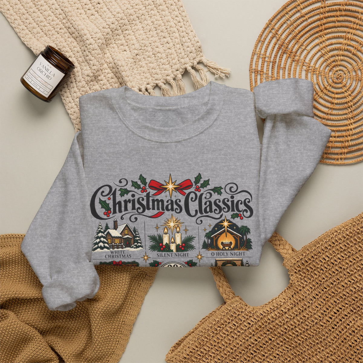 Christmas Classics Sweatshirt - Christmas Song Sweater - Silent Night O Holy Night - Cozy Nostalgic Christmas Music Gift
