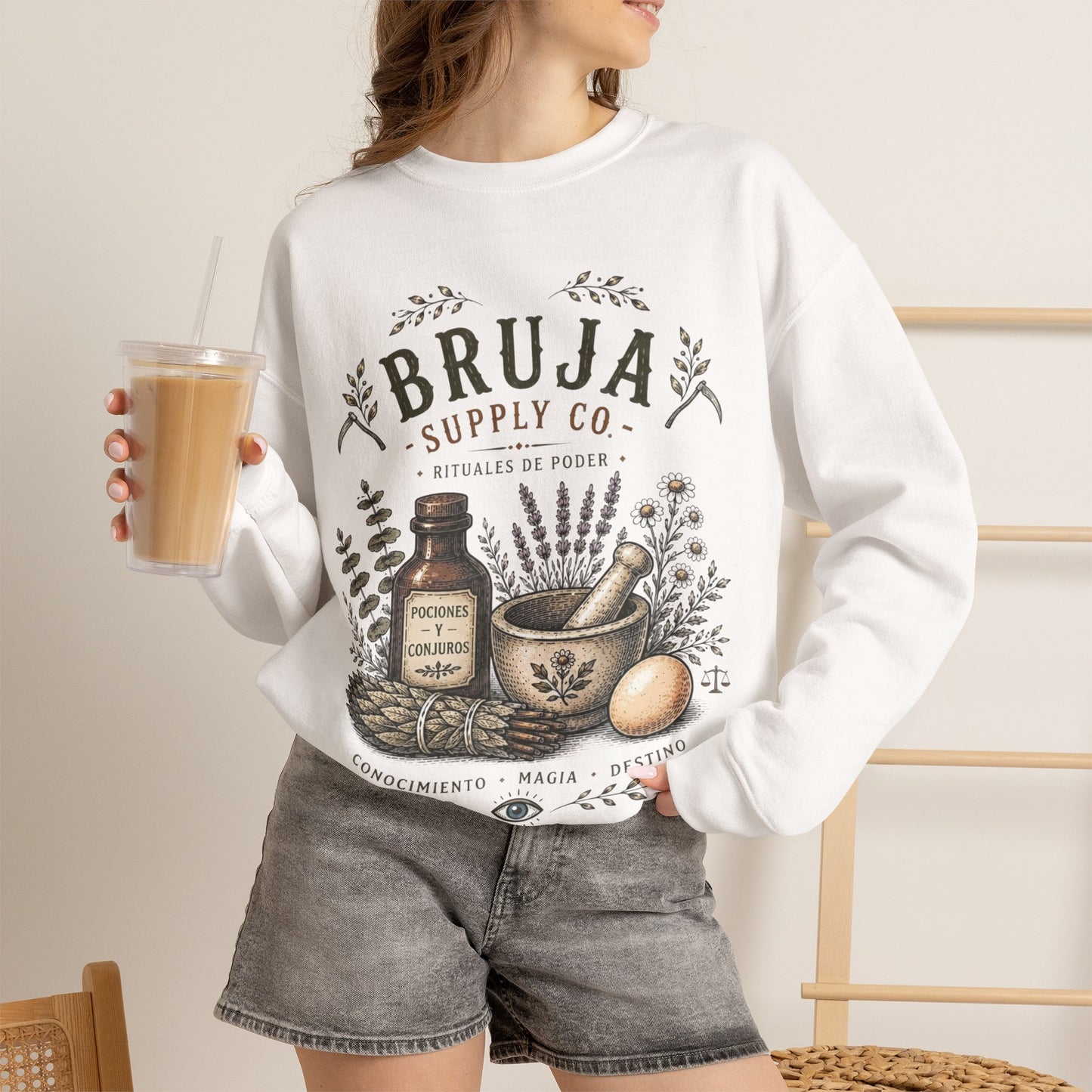 Bruja Sweatshirt - Latina Witch Magic Power Sudadera - Spanish Gift for Her - Bruja Vibes Only - Latina Pride Clothing