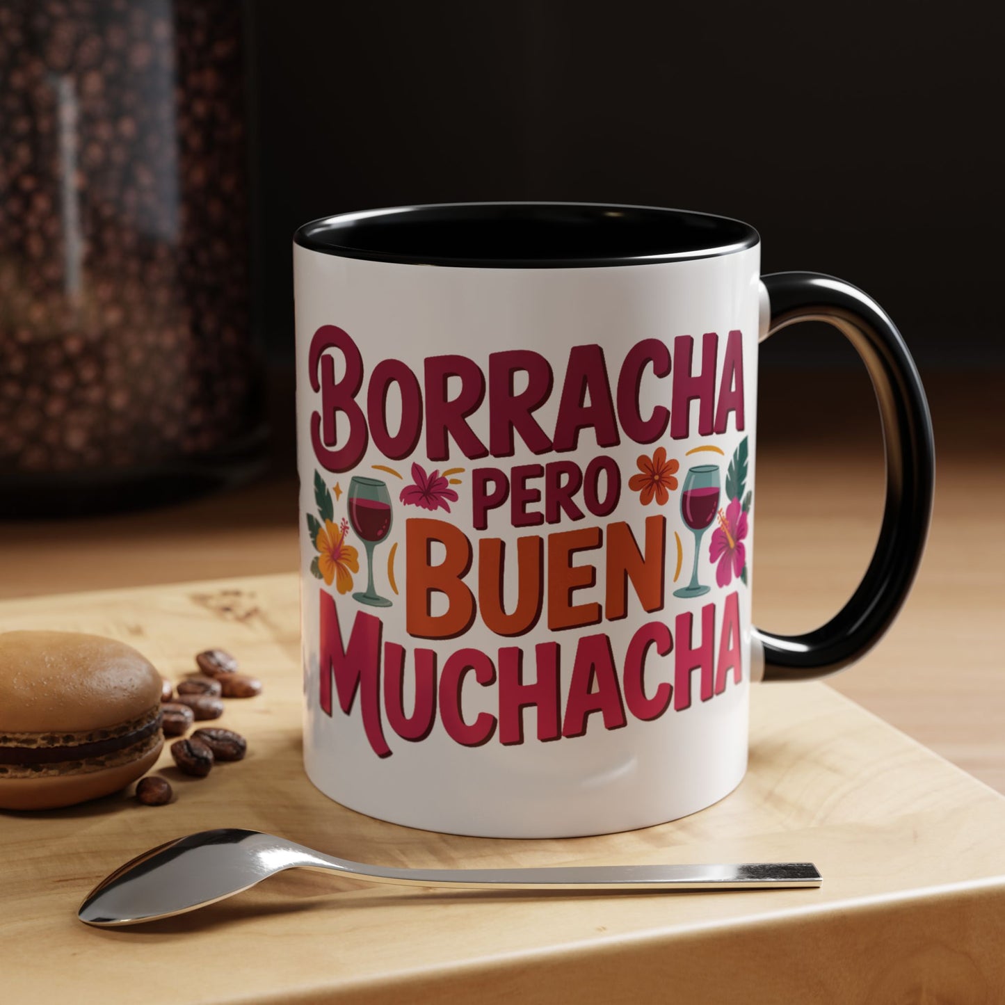 Borracha Mug - Funny Latino Gift Coffee Cup - Drunk Latina Party Girl Taza - Hispanic Heritage Drinking Mug