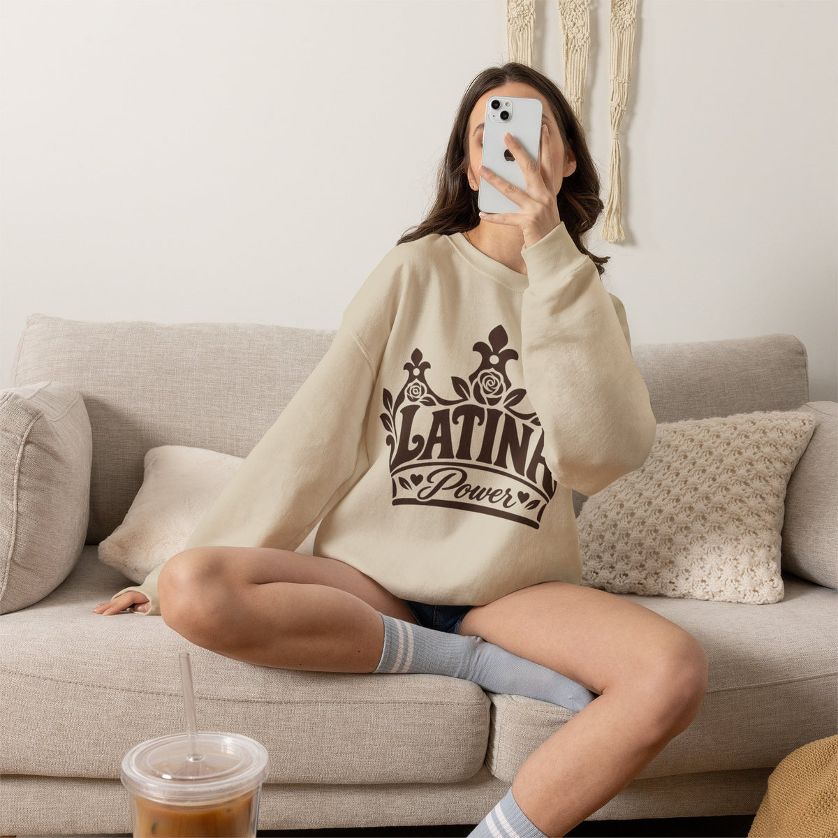 Latina Power Crown Sweatshirt - Mexican Latina Pride Sweater - Latina Gift Crewneck - Reina Corona Spanish Women