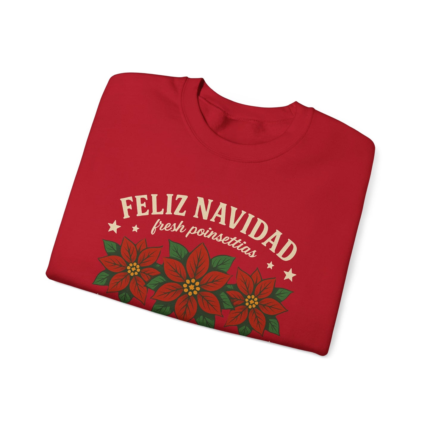 Noche Buena Poinsettia Crewneck Sweater | Feliz Navidad Latino Sweater Gift