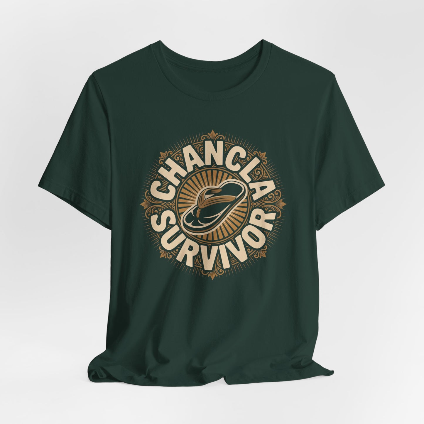 Chancla Survivor T-Shirt - Funny Latino Heritage Tee - La Chancla Power Gift - Mexican Humor Shirt - Hispanic Comedy Tee - Abuela Gift