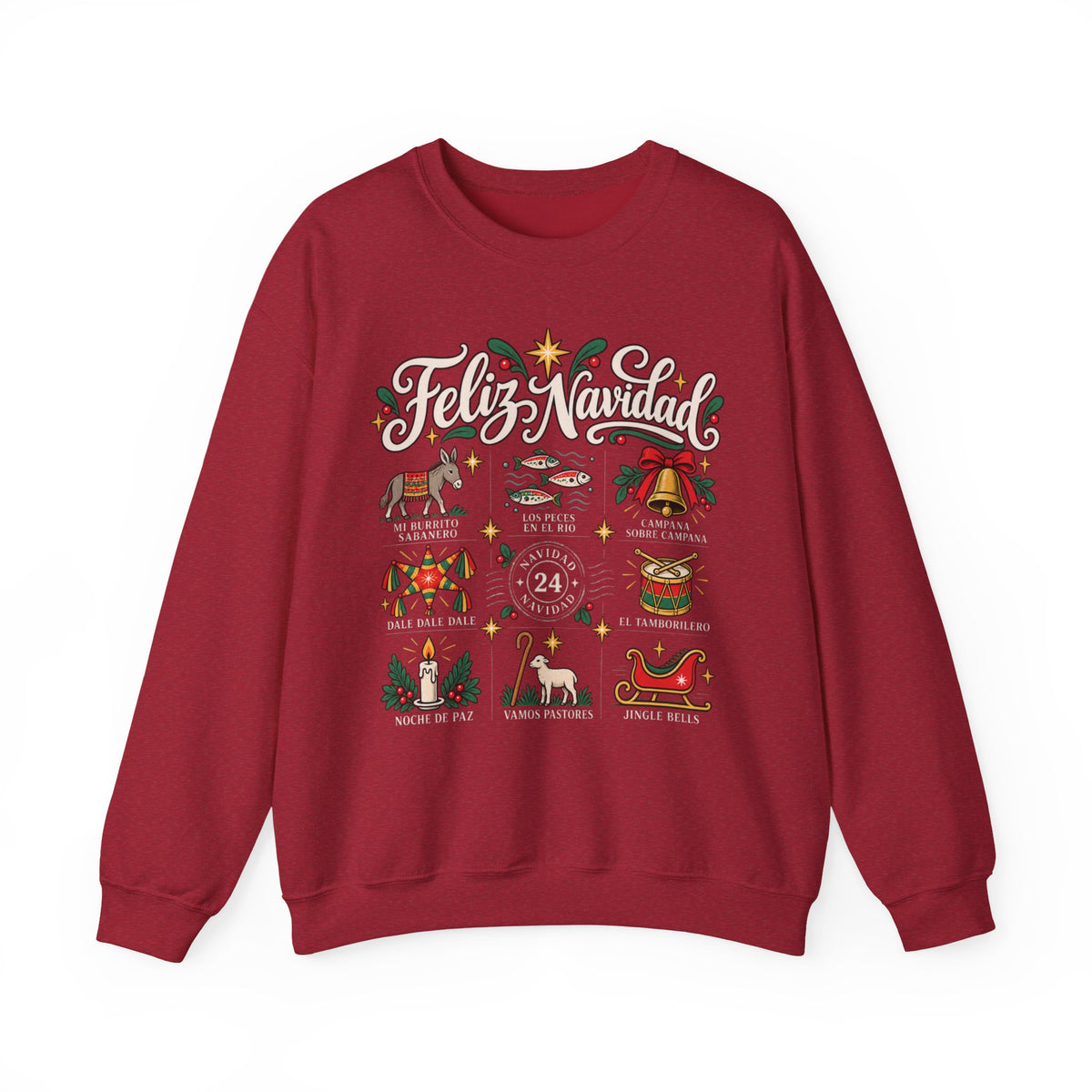 Camisa Navidad Villancicos Sweatshirt - Feliz Navidad Mexican Christmas Sweater - Mi Burrito Sabanero Los Peces en el Rio