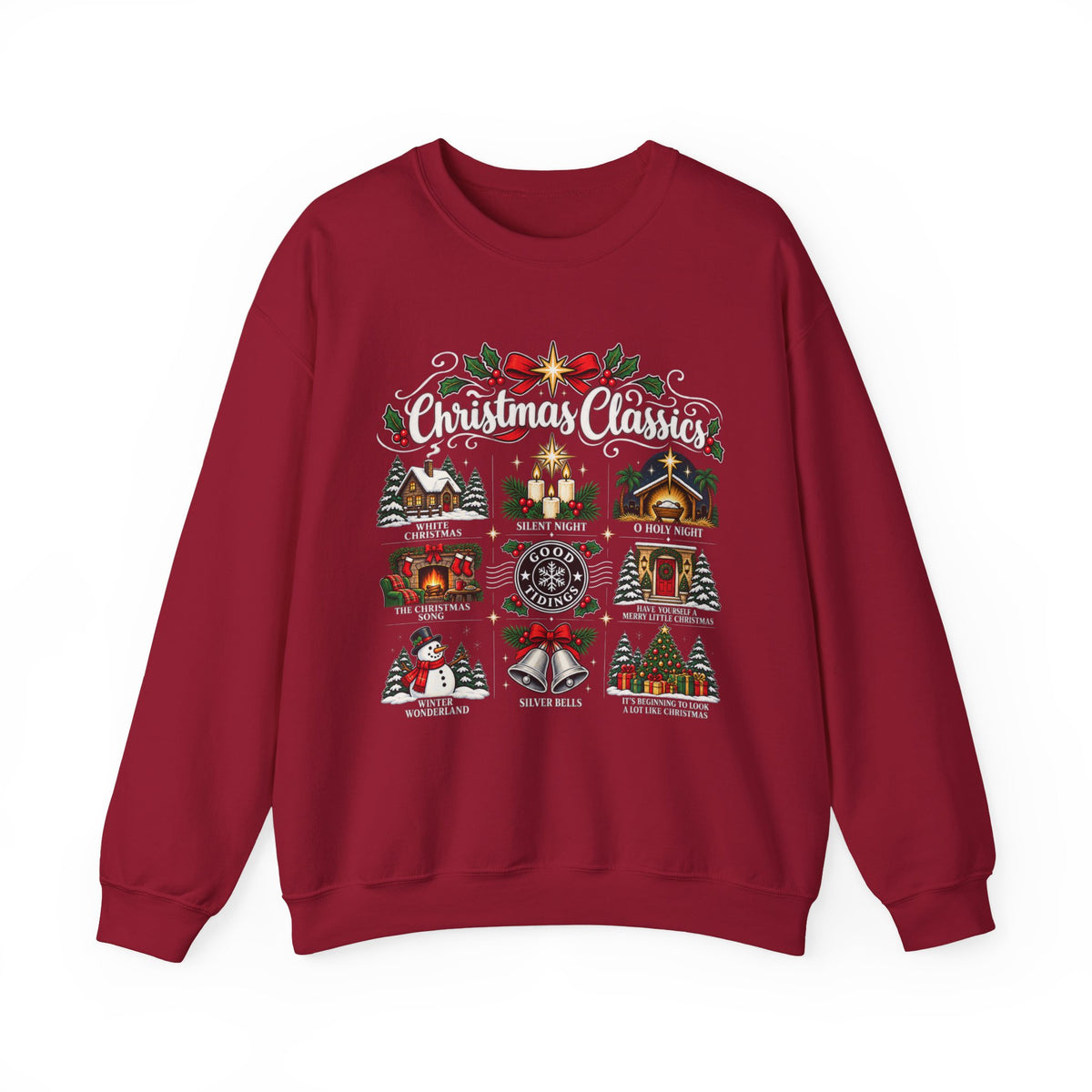 Christmas Classics Sweatshirt - Christmas Song Sweater - Silent Night O Holy Night - Cozy Nostalgic Christmas Music Gift