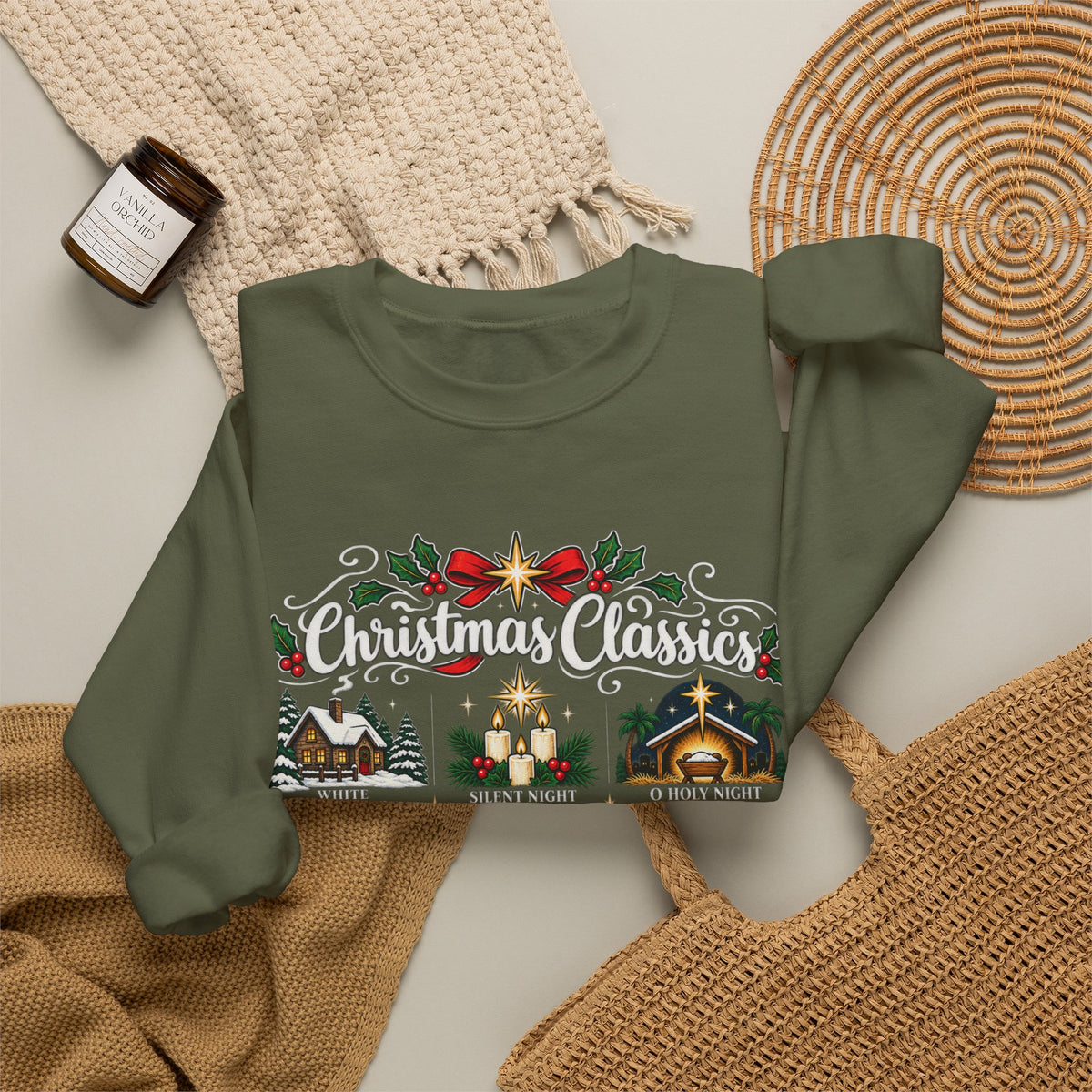 Christmas Classics Sweatshirt - Christmas Song Sweater - Silent Night O Holy Night - Cozy Nostalgic Christmas Music Gift