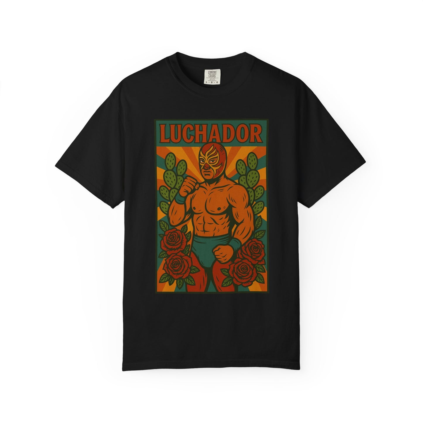 Luchador Nopales T-Shirt, Mexican Wrestling Tee, Lucha Libre Plant Shirt, Unisex Top, Cinco de Mayo Gift, Festival Apparel