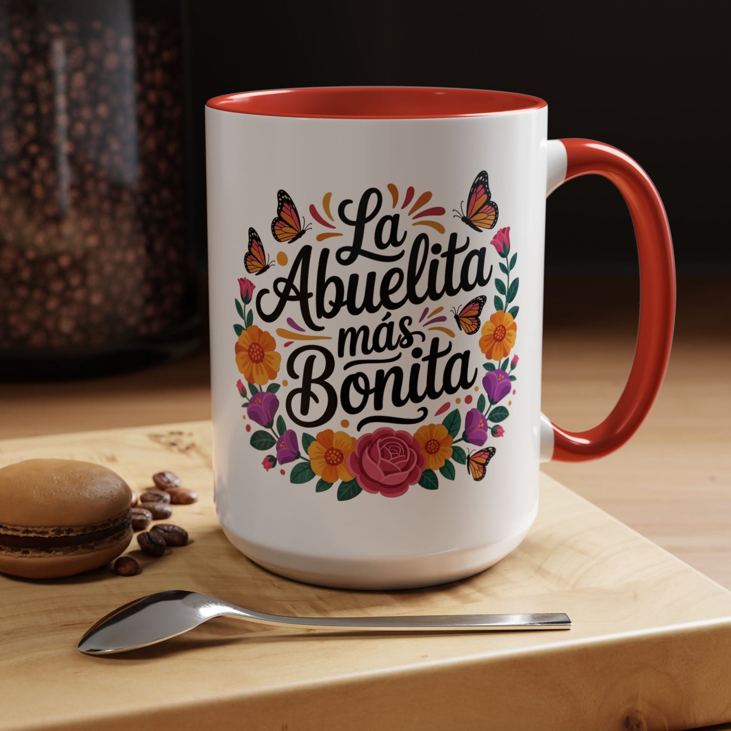 La Abuelita Mas Bonita Mug Butterfly Floral | Abuelita Gift Coffee Cup | Monarch Grandma Mug | Latina Grandmother Gift | Spanish Gift Her