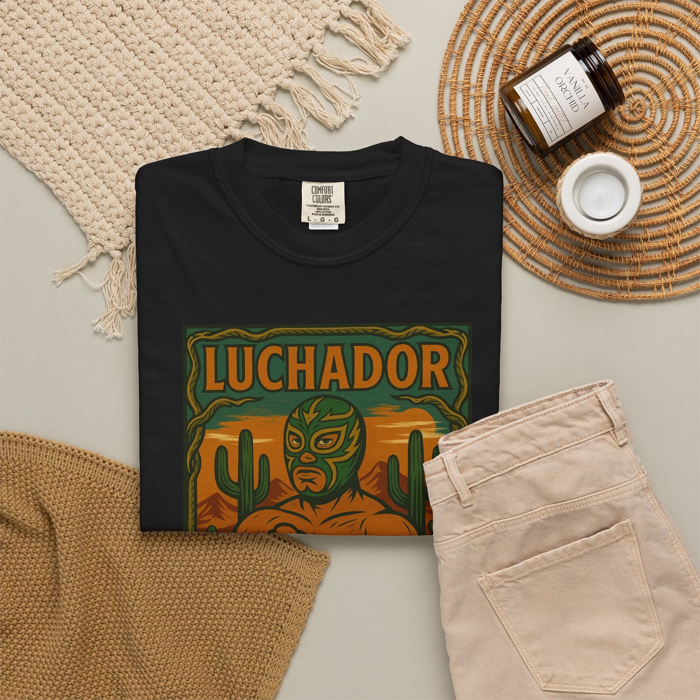 Desert Luchador T-Shirt, Mexican Wrestling Tee, Lucha Libre Plant Shirt, Unisex Top, Cinco de Mayo Gift, Festival Apparel